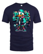 Urban Street Style Duck Hip Hop Graffiti Graphic Tshirt - navy t-shirt on white background