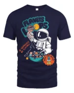 Cosmic Cereal Astronaut Milky Way Space Graphic Tshirt - navy t-shirt on white background