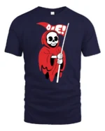 Chibi Red Reaper Die Flag Cute Goth Graphic Tshirt - navy t-shirt on white background