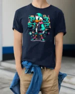 Urban Street Style Duck Hip Hop Graffiti Graphic Tshirt - model wearing navy tee with hands in pockets