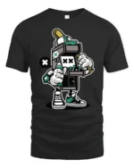 Retro Arcade Machine Street Artist Graffiti Graphic Tee - black t-shirt on white background
