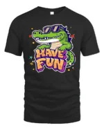 Laid back Croc Sunglasses Have Fun Graffiti Graphic Tshirt - black t-shirt on white background