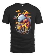 Galactic Grizzly Astronaut Space Walker Graphic Tshirt - black t-shirt on white background