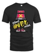 Funky Retro Arcade Machine Game Over Man Graphic Tshirt - black t-shirt on white background