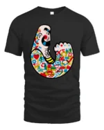 Muscular Tattooed Strongman Icon Collage Urban Graphic Tee - black t-shirt on white background
