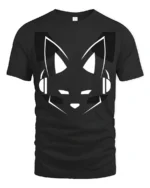 Virtual Fox DJ Minimalist Music Producer Graphic Tshirt - black t-shirt on white background