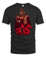 Primal Power Gorilla Boxing Gloves Retro Graphic Tshirt - black t-shirt on white background