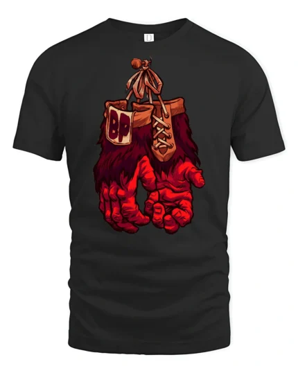 Primal Power Gorilla Boxing Gloves Retro Graphic Tshirt - black t-shirt on white background