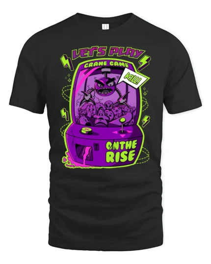 Evil Arcade Crane Game Monster Claw Machine Graphic Tee - black t-shirt on white background