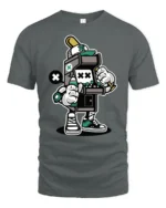 Retro Arcade Machine Street Artist Graffiti Graphic Tee - gray t-shirt on white background