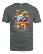 Galactic Grizzly Astronaut Space Walker Graphic Tshirt - gray t-shirt on white background