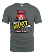 Funky Retro Arcade Machine Game Over Man Graphic Tshirt - gray t-shirt on white background
