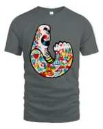 Muscular Tattooed Strongman Icon Collage Urban Graphic Tee - gray t-shirt on white background