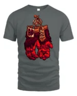 Primal Power Gorilla Boxing Gloves Retro Graphic Tshirt - gray t-shirt on white background