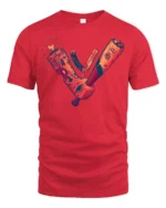 Gritty Urban Ink Badass Tattoos Bat Straight Razor Tshirt - red t-shirt on white background