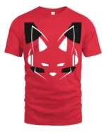 Virtual Fox DJ Minimalist Music Producer Graphic Tshirt - red t-shirt on white background