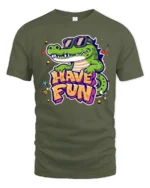 Laid back Croc Sunglasses Have Fun Graffiti Graphic Tshirt - military green t-shirt on white background