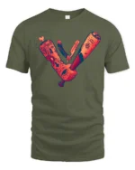 Gritty Urban Ink Badass Tattoos Bat Straight Razor Tshirt - military green t-shirt on white background