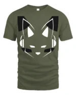 Virtual Fox DJ Minimalist Music Producer Graphic Tshirt - military green t-shirt on white background