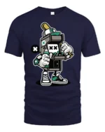 Retro Arcade Machine Street Artist Graffiti Graphic Tee - navy t-shirt on white background