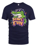 Laid back Croc Sunglasses Have Fun Graffiti Graphic Tshirt - navy t-shirt on white background