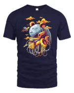 Galactic Grizzly Astronaut Space Walker Graphic Tshirt - navy t-shirt on white background
