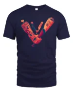 Gritty Urban Ink Badass Tattoos Bat Straight Razor Tshirt - navy t-shirt on white background