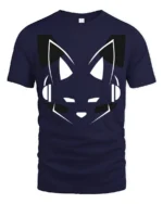 Virtual Fox DJ Minimalist Music Producer Graphic Tshirt - navy t-shirt on white background