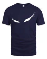 Haunting Ghostly Eyes Wispy Trail Mystery Graphic Tee - navy t-shirt on white background