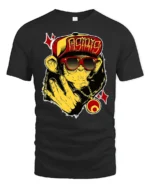 Urban Swag Monkey Graffiti Osiris Red Hat Graphic Tshirt - black t-shirt on white background
