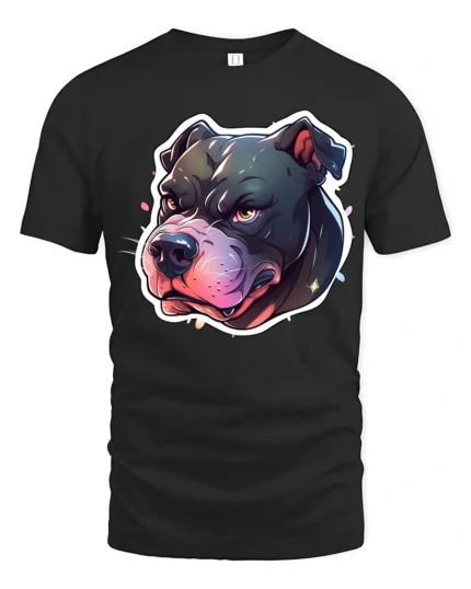 Powerful Pitbull Snarling Alpha Bully Street Art Tshirt - black t-shirt on white background