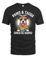 Festive Paws And Tacos Cinco De Barko Dog Graphic Tshirt - black t-shirt on white background