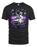 Astronaut DJ Cosmic Beats Electronic Music Graphic Tee - black t-shirt on white background