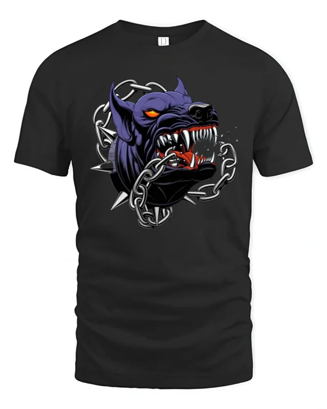 Ferocious Beast Breaking Chains Alpha Monster Graphic Tshirt - black t-shirt on white background