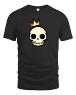 Regal Golden Crown Skull King Royal Urban Graphic Tshirt - black t-shirt on white background