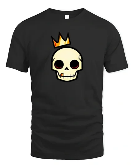 Regal Golden Crown Skull King Royal Urban Graphic Tshirt - black t-shirt on white background