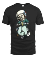 Vintage Scooter Skull Rider Retro Mod Style Graphic Tee - black t-shirt on white background