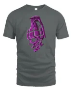 Explosive Skull Grenade Fragment Purple Bone Graphic Tshirt - gray t-shirt on white background