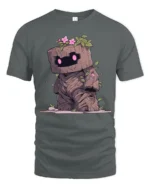 Nature Guardian Wood Golem Pink Flower Graphic Tshirt - gray t-shirt on white background