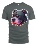 Powerful Pitbull Snarling Alpha Bully Street Art Tshirt - gray t-shirt on white background