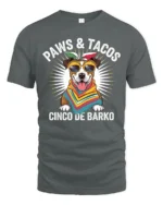 Festive Paws And Tacos Cinco De Barko Dog Graphic Tshirt - gray t-shirt on white background
