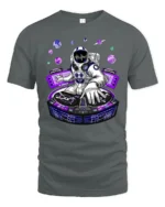 Astronaut DJ Cosmic Beats Electronic Music Graphic Tee - gray t-shirt on white background