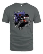 Ferocious Beast Breaking Chains Alpha Monster Graphic Tshirt - gray t-shirt on white background