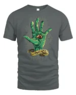 Creepy Monster Eye Palm Behold Mythical Graphic Tshirt - gray t-shirt on white background