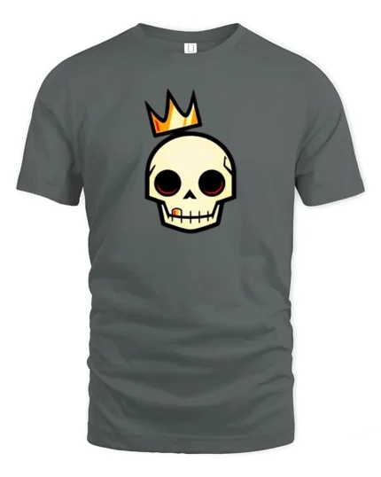 Regal Golden Crown Skull King Royal Urban Graphic Tshirt - gray t-shirt on white background