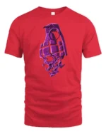 Explosive Skull Grenade Fragment Purple Bone Graphic Tshirt - red t-shirt on white background