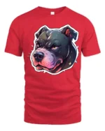 Powerful Pitbull Snarling Alpha Bully Street Art Tshirt - red t-shirt on white background