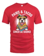 Festive Paws And Tacos Cinco De Barko Dog Graphic Tshirt - red t-shirt on white background