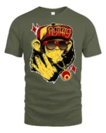Urban Swag Monkey Graffiti Osiris Red Hat Graphic Tshirt - military green t-shirt on white background