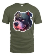 Powerful Pitbull Snarling Alpha Bully Street Art Tshirt - military green t-shirt on white background